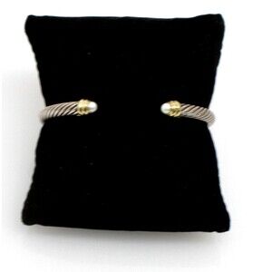 David Yurman Pearls Cable Bangle Bracelet With 14k Yellow Gold 5mm
